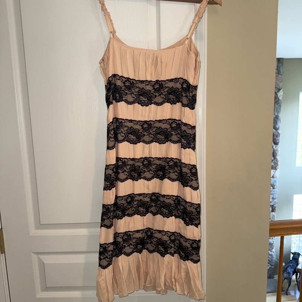 Vintage Arden B Y2K Pink Black Lace Dress Western Boho Sz L - Picture 4 of 5